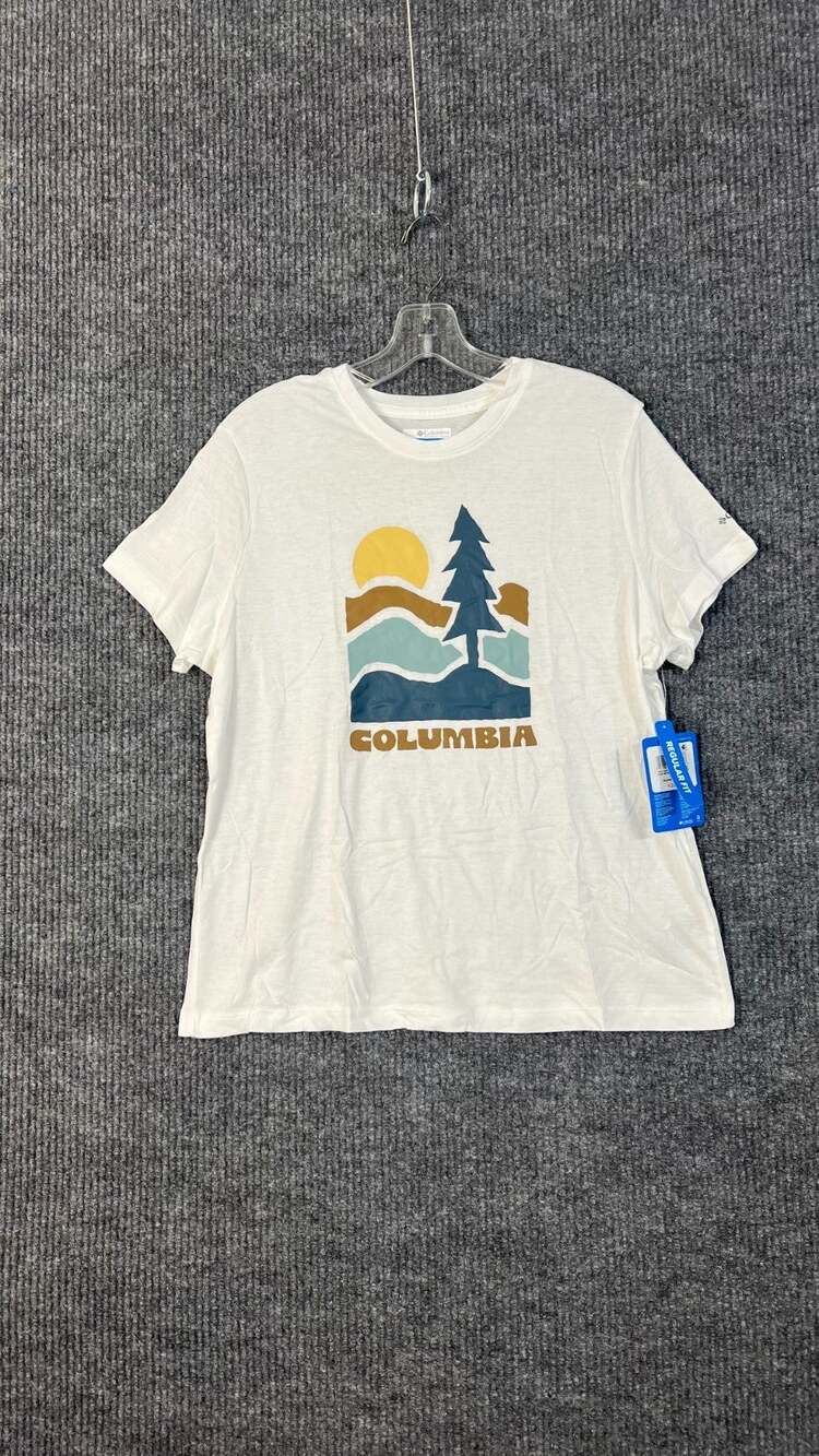 Columbia Womens T Shirt Womens Large Ruby Springs Graphic Tee Fitted White